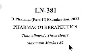 Pharmacotheraphetics Model Paper 2023 [upl. by Suoilenroc]