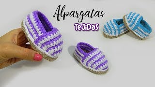 Alpargatas para bebe Tejidas a crochet  VARIAS TALLAS [upl. by Jorgan]