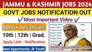 JampK Govt Jobs 10th12th Pass 2024 JampK Jobs Schemes JampK New Jobs Notifications Jk Youth Jobs 2024 [upl. by Ayala]