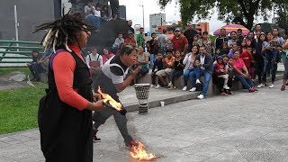 Show de payasos chistosos con fuego Los Kanitas Show en la Macro 29Abr2018 [upl. by Esilahc]