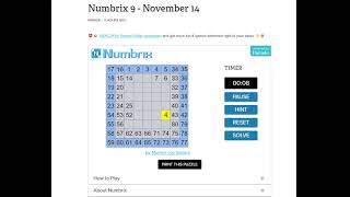 AI Solve Daily Numbrix 9 Puzzle 11142024 ASMR [upl. by Nuhsed399]