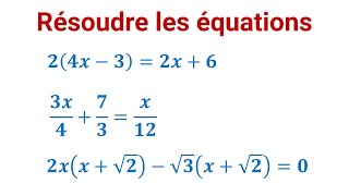 EXERCICE 1  Résoudre une équation du premier degré à une inconnue ► 3ÈME ANNÉE COLLÈGE  3APIC BIOF [upl. by Alyakcm]