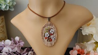 Cotton Flowers Embroidery  Rustic Embroidery Pendant  Embroidered Necklace Pendant  Gift Idea [upl. by Gnaht]