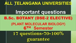 Important questions BSc BOTANY  PLANT MOLECULAR BIOLOGY 6TH Semester  TS universities [upl. by Nylzaj88]