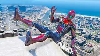 GTA 5 Iron Spiderman Falling off Highest Buildings  Episode 16 Euphoria Ragdolls [upl. by Karlotte]