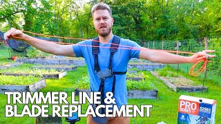 How to Replace Trimmer Line and Blade  Husqvarna 525RX Brush Cutter [upl. by Encratis737]