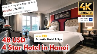 4K ACOUSTIC HOTEL amp SPA  Hanoi 4 star hotel for 48USD rooftop jacuzzi  Buffet Breakfast  Vietnam [upl. by Aymer141]