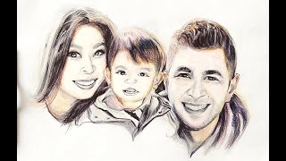 Ballpoint pen and pencil portrait drawing  Timelapse portrait drawing process [upl. by Turro]