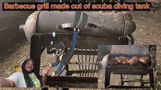 Barbecuing chicken ￼ out of a scuba diving tank grill for Monday night dinner ￼ [upl. by Anyd356]