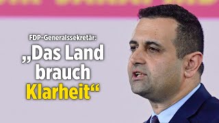 „Das Land braucht Klarheit und eine Richtungsentscheidung“ FDPGeneralsekretär [upl. by Freed]