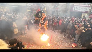 CNY 2024 Golden Lion Club GLC Choy Chang Lion Dance with Firecrackers SichuanHotPotCuisine 🦁🥬🧨🎇🐉 [upl. by Edniya]