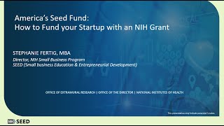 Americas Seed Fund How to Fund Your Startup with an NIH Grant [upl. by Anertac]