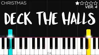 Christmas  Deck The Halls  EASY Piano Tutorial [upl. by Nace]