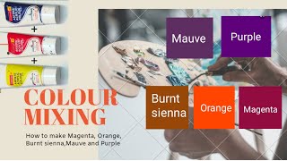 Colour mixing  how to make Magenta Orange Burnt sienna Mauve and Purple colours [upl. by Euqinomad184]