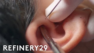 This Cartilage Piercing Has Almost Zero Aftercare  Macro Beauty  Refinery29 [upl. by Siravat]