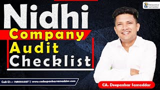 Nidhi Company  Audit Checklist  Nidhi Company Audit Checklist  CA Deepankar Samaddar [upl. by Calendra]