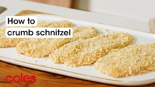 How to crumb schnitzel  Back to Basics  Coles [upl. by Dusa488]