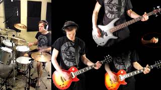 Double Talkin Jive  Guns N Roses Guitar Solo Bass Drum Cover [upl. by Tedder]