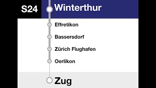 ZVV Ansagen  S24 WinterthurZürich HBZug Teilstrecke WZue [upl. by Adnolaj]