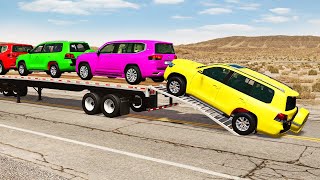 Flatbed Truck Mcqueen  Transportation with Truck  Pothole vs Car 013  BeamNGDrive [upl. by Adrianne655]