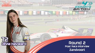 British F4 Esports Championship 2024 Round 2  Post Race Interview with Olivia [upl. by Orvan]