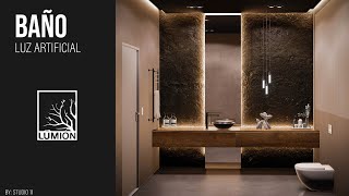 Como hacer un render con luz artificial LUMION  Render Baño [upl. by Tioneb]