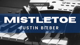 Mistletoe  Justin Bieber Acoustic Karaoke Lower Key [upl. by Attolrac]