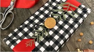 Double Kimono Gift Wrapping for shallow rectangular boxes [upl. by Airdnassac]