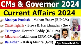 CM amp Governor New List 2024  मुख्यमंत्री और राज्यपाल 2024  Current Affairs 2024 governor cm [upl. by Ramedlaw]