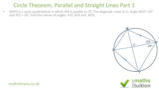 Circle Theorem Parallel Lines  angles on a straight line Part 1 [upl. by Modla]