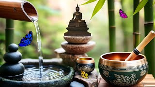 Tibetan Singing Bowls amp Bamboo Water Sounds  Relaxation Sleep Study Yoga Music [upl. by Yk]