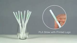 Custom Printed Straight Pla Drinking Compost Straw En13432 Certified [upl. by Hannis]