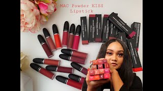 New MAC POWDER KISS LIQUID lipstick REVIEW  LIP SWATCHES [upl. by Cline]