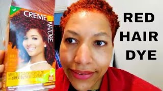 Dyeing 4C Natural Hair At Home  Creme of Nature  Vivid Red  Review [upl. by Ramah196]