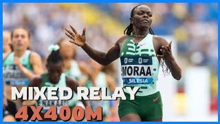 The 4x400M Mixed Relay Team Mary Moraa Anchored In All African Accra Games 2024 [upl. by Herrah]