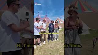 Florence Pugh at glastonbury getting pulled into someone else’s interview florencepugh shorts [upl. by Chubb]