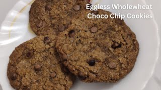 Eggless Whole Wheat Choco Chip Cookies  Chocolate Chip Cookies  Healthy Cookies Recipe [upl. by Enyawud]