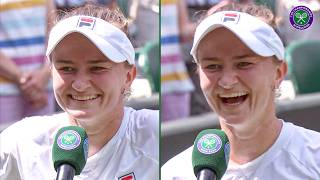 Barbora Krejcikovas HILARIOUS reaction to being told her next opponent  Interview  Wimbledon 2024 [upl. by Eilujna]