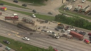 1 dead after bulldozer falls off 18wheeler on North Loop at Homestead [upl. by Zonda]