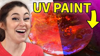 Color changing acrylic pours with INVISIBLE UV paint [upl. by Idnym]