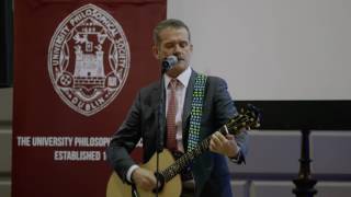 Astronaut Chris Hadfield performs David Bowie’s Space Oddity during visit to Trinity Dec 2014 [upl. by Birdie]