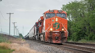 CN 3023 EJampE Heritage Unit Leads CN M302 In Edwardsburg Michigan [upl. by Corvin]