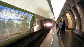 Красивая Московское Метро The Beautiful Stations of Moscow Metro and the Trains Moscow Russia [upl. by Ruenhs]