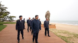 President Xi visits coastal greenway in Rizhao City Shandong [upl. by Lattonia517]