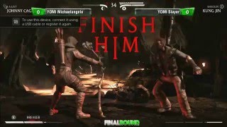 Mortal Kombat X Tournament Final Round 19  Michaelangelo Johnny Cage vs Slayer Kung Jin [upl. by Naleek]