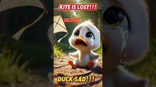 Cute duck playing kite ends sadly😭 cat catcute duck cartoon sad happy [upl. by Sucul]