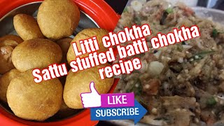 Litti Chokha recipeSattu stuffed batti chokha recipe [upl. by Annoiek291]