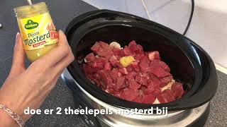 Boeuf Stroganoff uit de slowcooker  Crockpot [upl. by Ludovick]