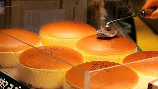 Japanese Street Food  JIGGLY CHEESECAKE Uncle Rikuros Cheese Cake Osaka Japan [upl. by Enyawed]