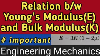 Relation between Youngs Modulus and Bulk Modulus  lecture 11  Engg Mechanics  Sumit Dwivedi [upl. by Yelnoc]